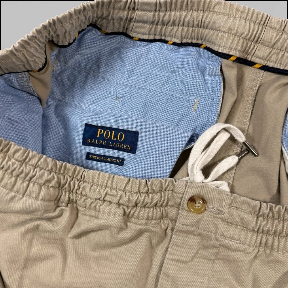 Polo Ralph Lauren Stretch Classic Fit Chino Pants Drawstring XLT‎ Khaki Prepster